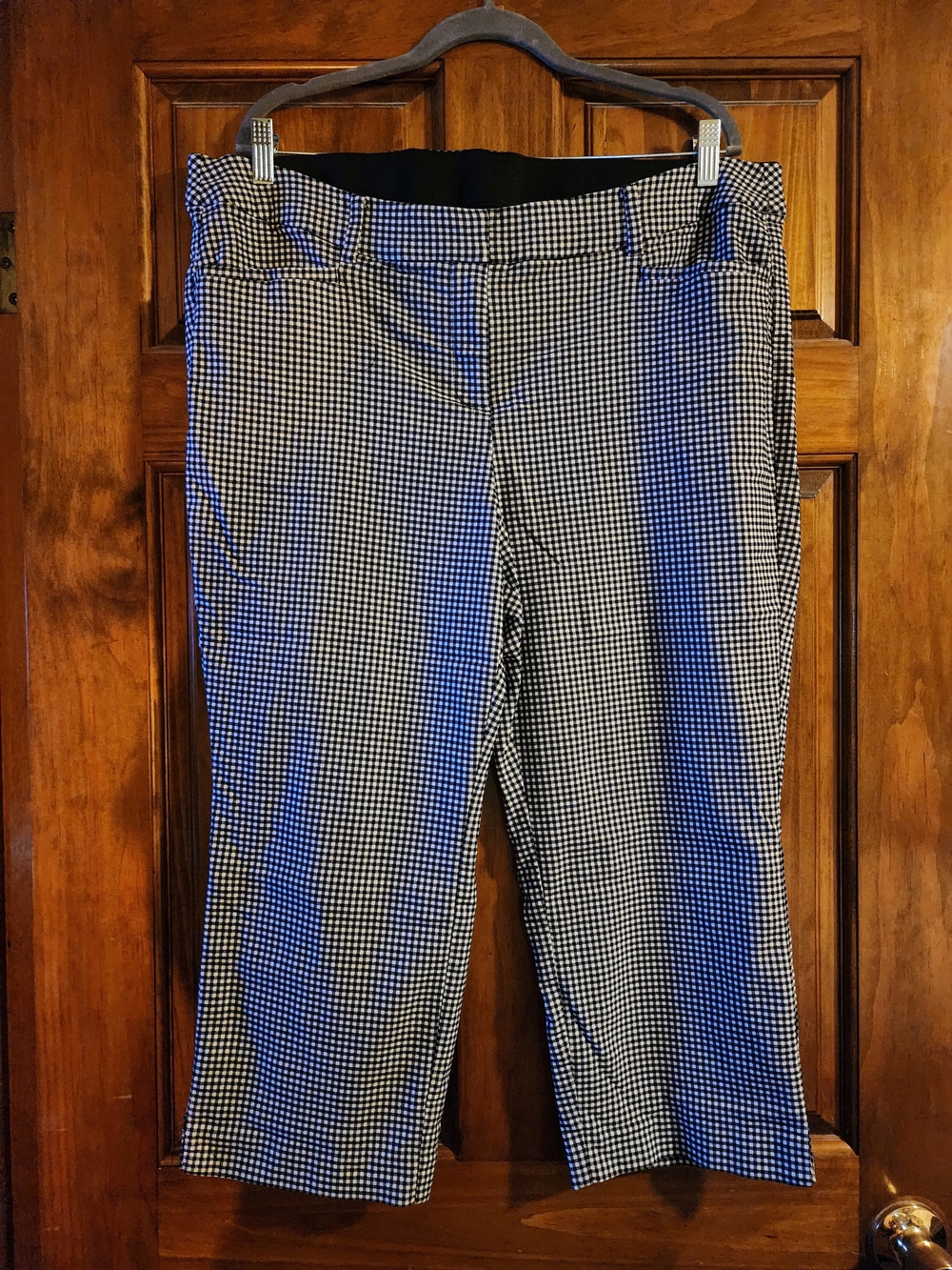 Lane Bryant Size 20 Black White Gingham Check Crop Capri Pants